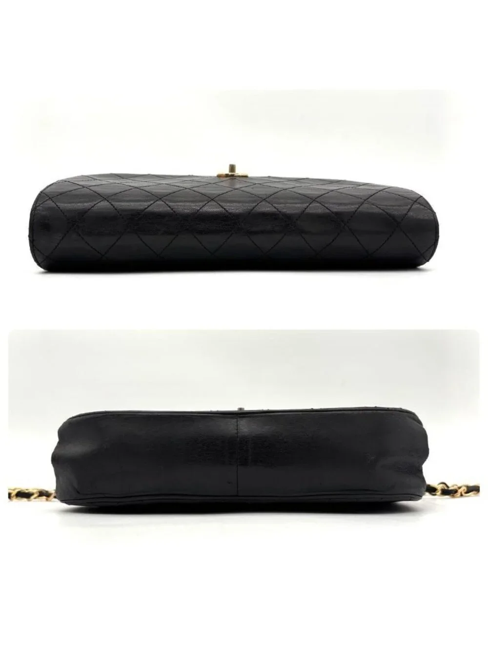 Chanel Quilted Chain Shoulder Bag Black Lambskin